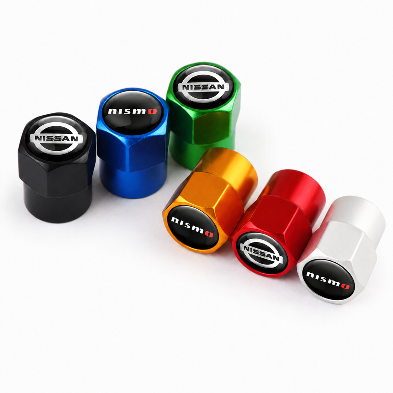Tapones de válvula Nissan y Nismo en aluminio de colores para coche